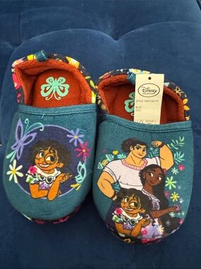 Disney Encanto Teal Slip-On Character Slippers with Orange Lining